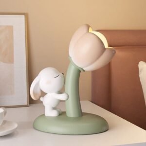 Cute Bunny Hugging Tulip Desk Lamp ๐ฐ๐ทโจ