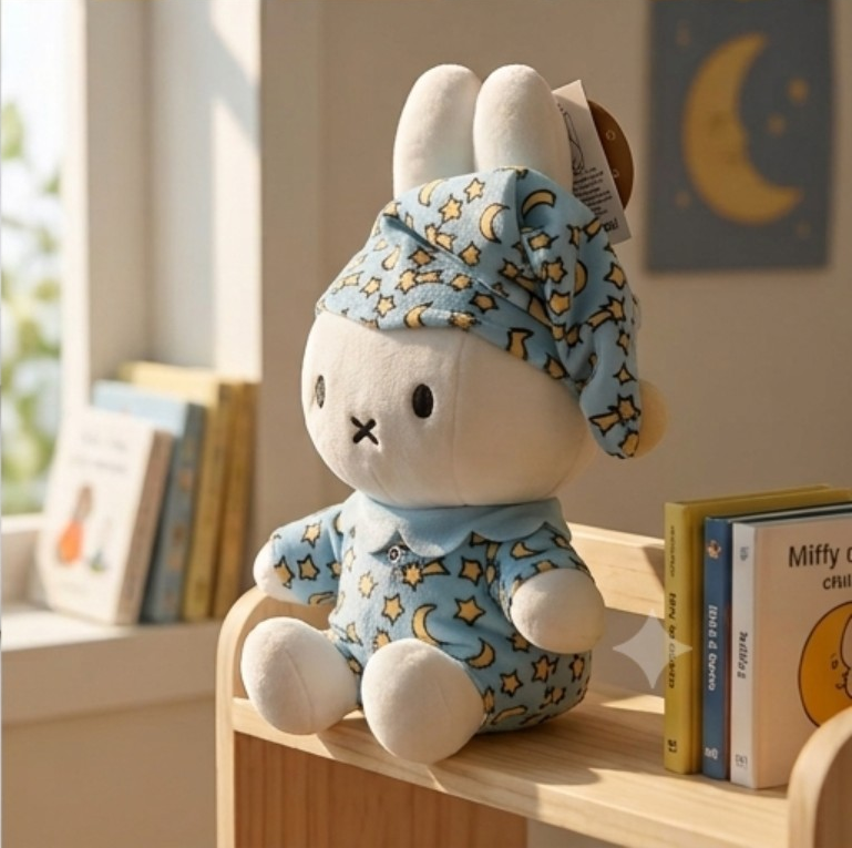 Sleepy Miffy Bunny Plushie in Starry Pajamas 🌙⭐ - Image 2